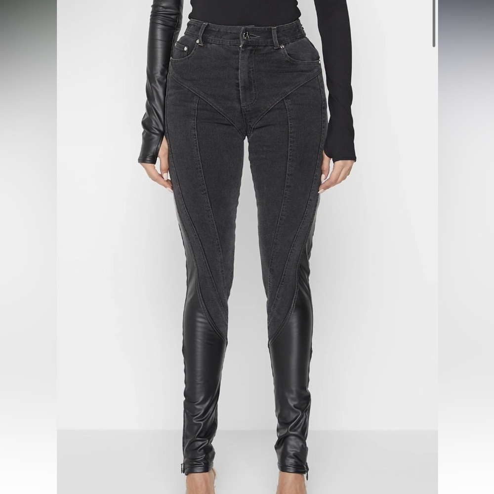 Manière De Voir Vegan Leather Contour Skinny Jeans